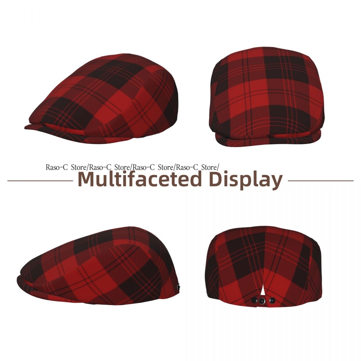 Adult Flat Cap Red Plaid Tarta - Newsboy Cap Ivy recension och pris